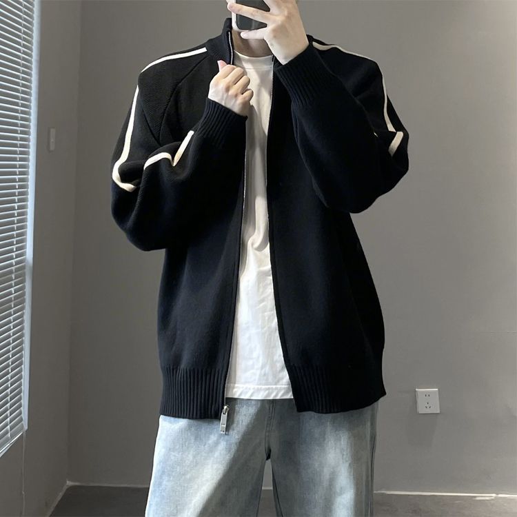 NingYuGe针织开衫男士潮流秋季外套情侣立领休闲宽松百搭休闲毛衣
