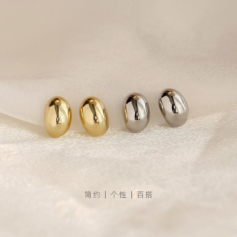 合金耳饰 金色豆豆高级感ins金属风小众简约小巧百搭耳环潮冷淡风