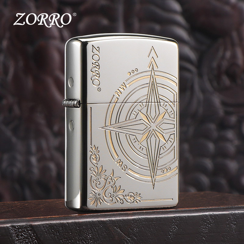 ZORRO【送礼推荐】佐罗爱情罗盘白镍煤油防风打火机送男女节日礼物