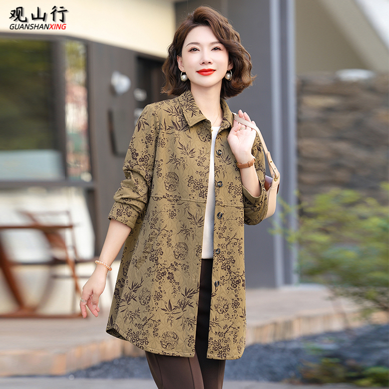 洋气妈妈装休闲外套春秋2025新款时尚阔太太中老年女装中长款风衣