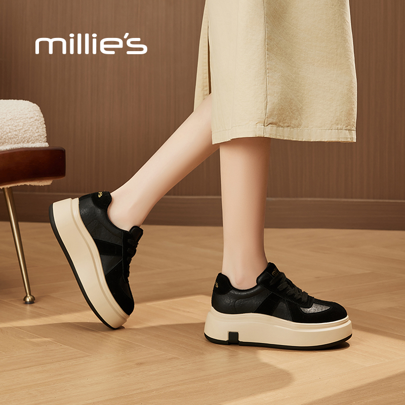 妙丽爆款今年流行复古德训鞋女鞋棕色厚底鞋松糕休闲鞋运动鞋板鞋