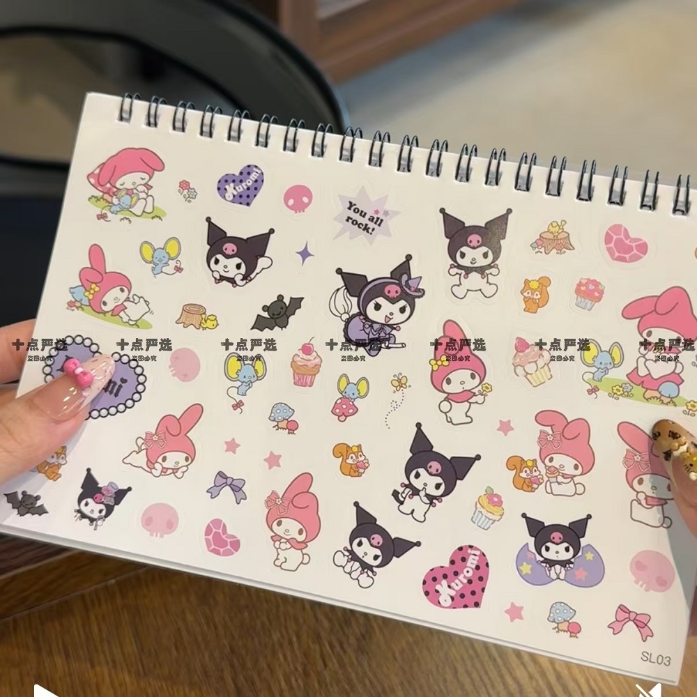 三丽鸥贴纸卡通库洛米美乐蒂咕卡本可爱女孩加厚卡通手账本