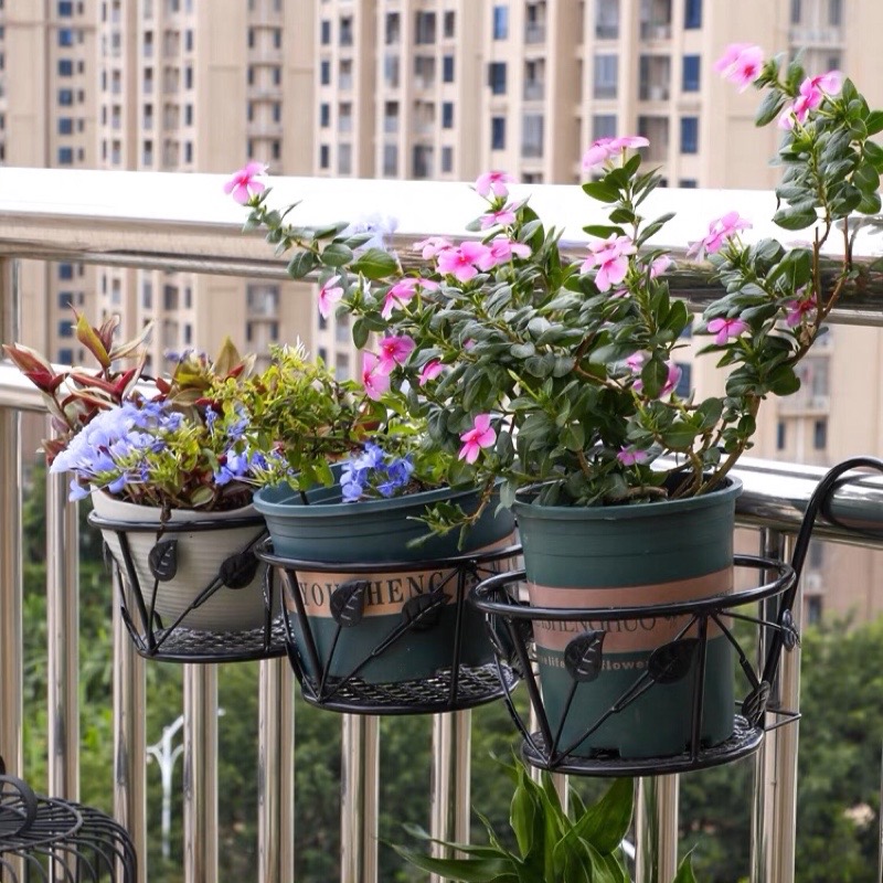 悬挂式花盆架铁艺栏杆护栏阳台花架绿萝多肉吊兰花架子客厅置物架