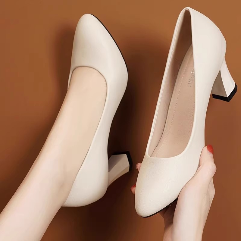 米兰【设计师】驭瑛☆跟高3-5-7CM/2025新款软皮软底不累脚工作皮鞋