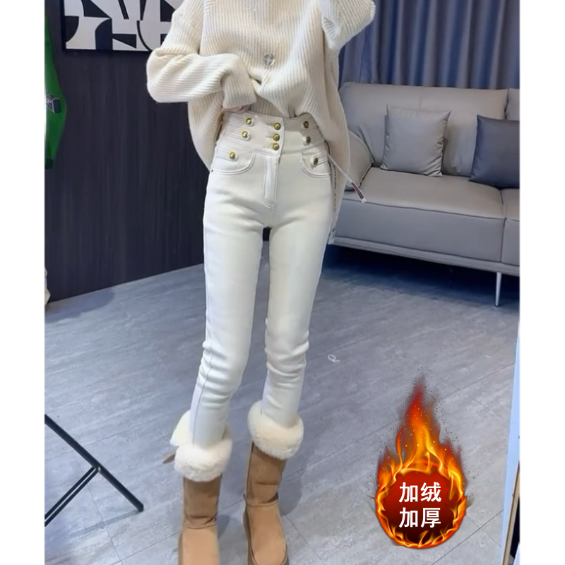 Aimeerosa/艾洛莎牛仔裤帅气百搭铅笔裤冬季加绒高级显瘦小脚裤女