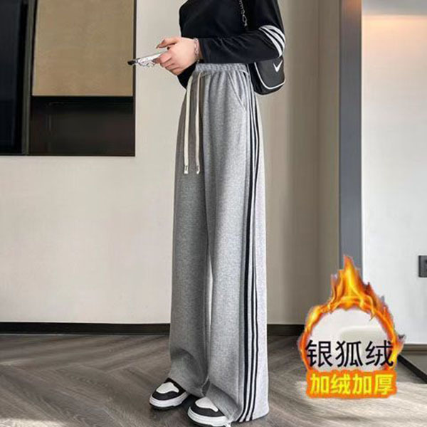 加绒加厚裤子女新款窄版裤阔腿裤宽松裤子运动裤加绒显瘦长裤高腰