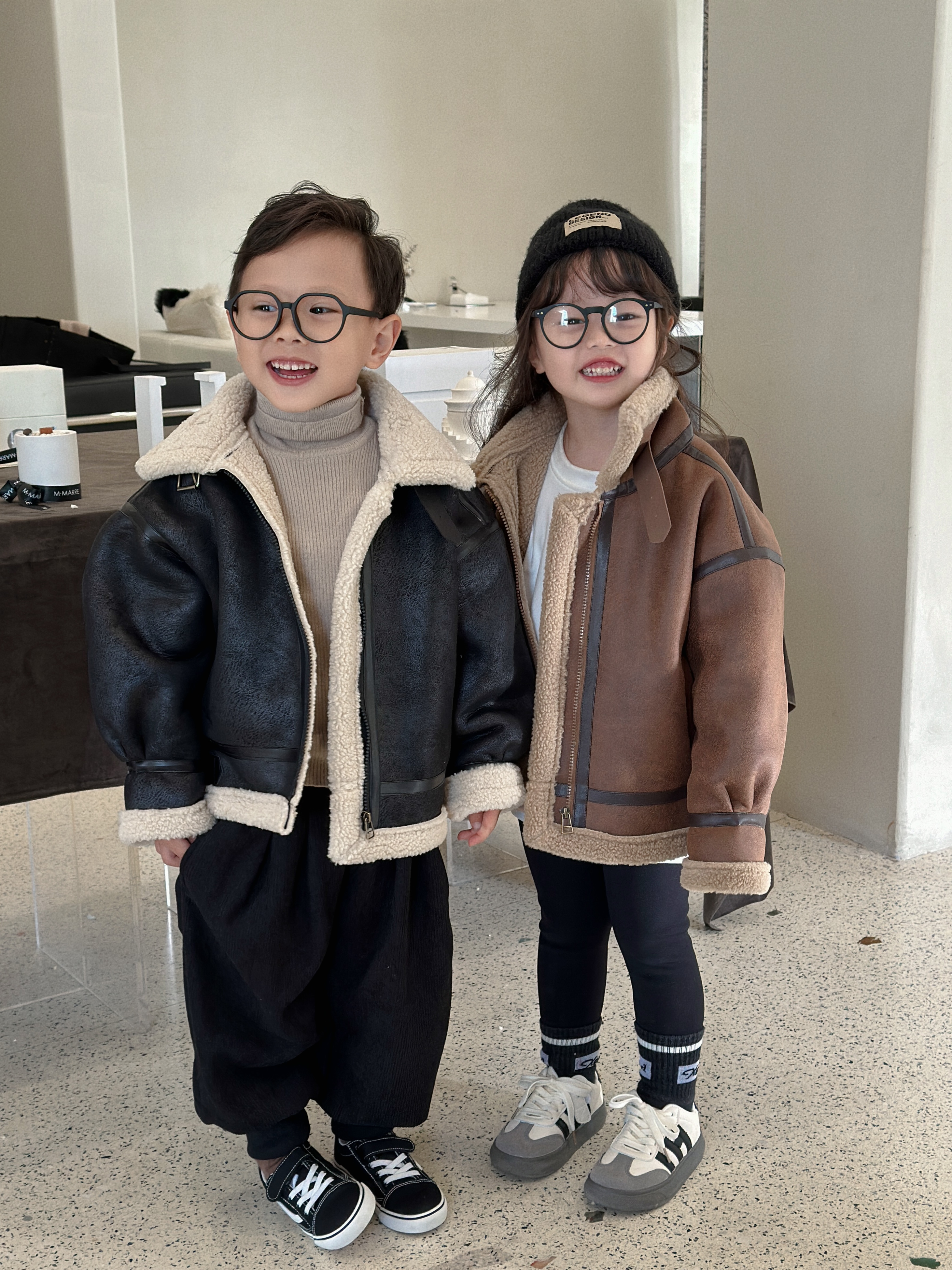 《兄妹款》冬季新款皮毛一体儿童外套童装儿童加绒加厚洋气休闲保暖