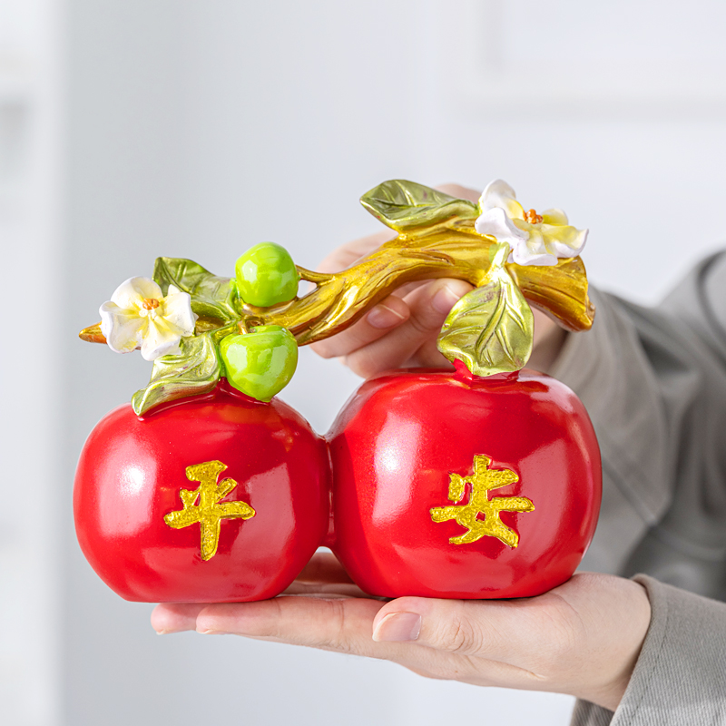 福禄平安苹果中式电视酒柜装饰品搬家乔迁电视柜装饰品摆件