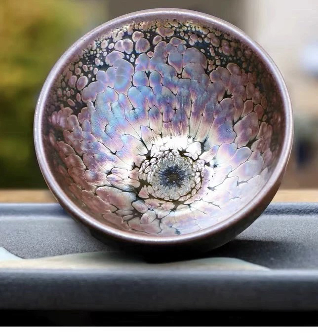 建阳建窑建盏红尘浮雕彩金油滴徐华建盏茶杯主人杯建窑建盏伴手礼