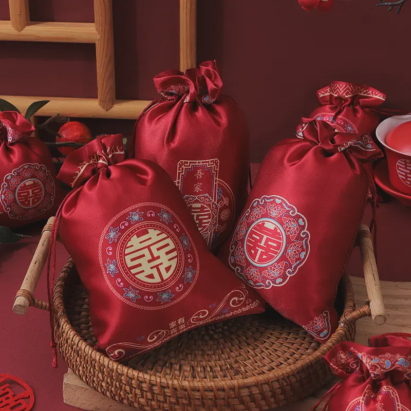 印花喜糖袋子结婚大号糖果袋布袋礼袋喜袋婚庆喜糖盒子回礼包装袋