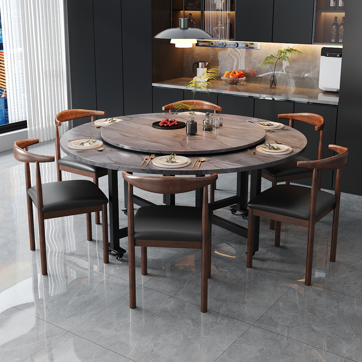 折叠餐桌家用可折叠圆桌出租房饭桌新型多功能小户型可移动吃饭桌