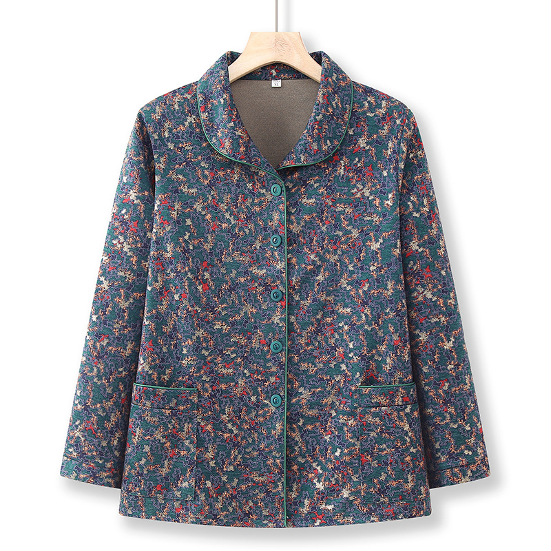 中老年人女春装长袖衬衫妈妈春秋翻领上衣70岁80奶奶老太太薄外套