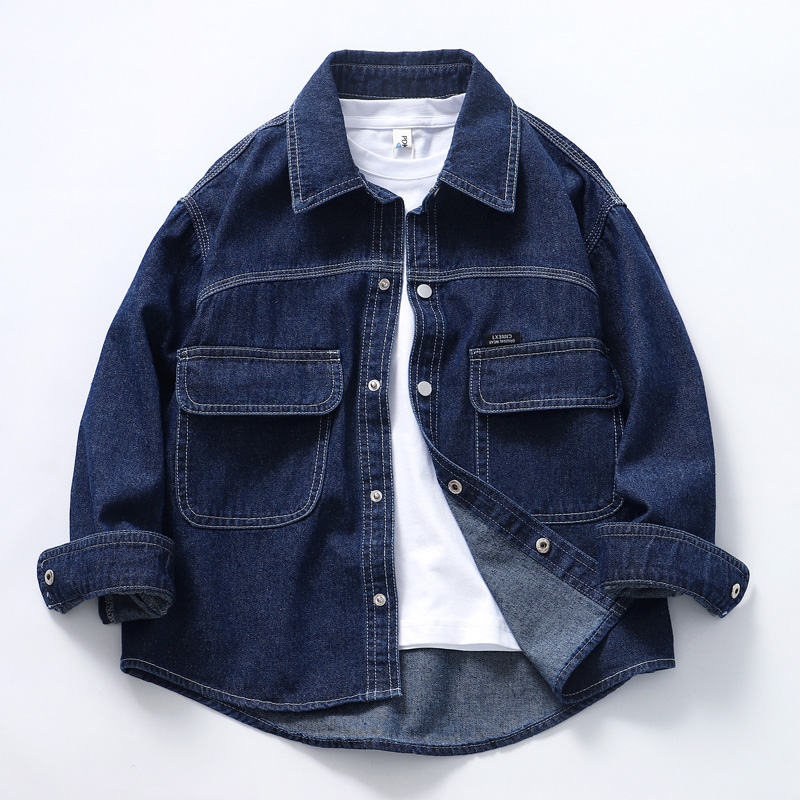 柔软棉男童秋季牛仔衬衫~休闲小外套中大童时尚男孩大童宽松童装6