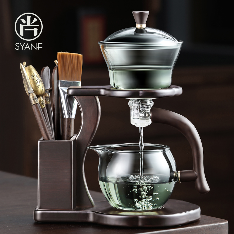 功夫茶具家用中式玻璃自动懒人泡茶神器轻奢高档复古泡茶专用茶具