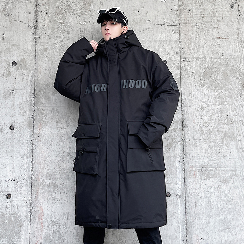 90绒中长款羽绒服男新款户外大码胖子羽绒衣保暖加厚冬季连帽外套