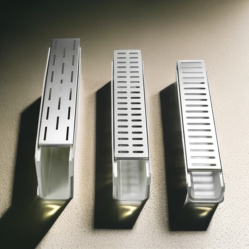 成品排水沟地沟槽排水槽缝隙式下水庭院厨房不锈钢盖板树脂u型槽