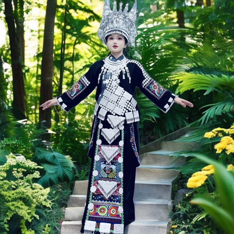 苗族女士盛装摄影服装旅拍演出服民族刺绣少数民族套装服饰新款