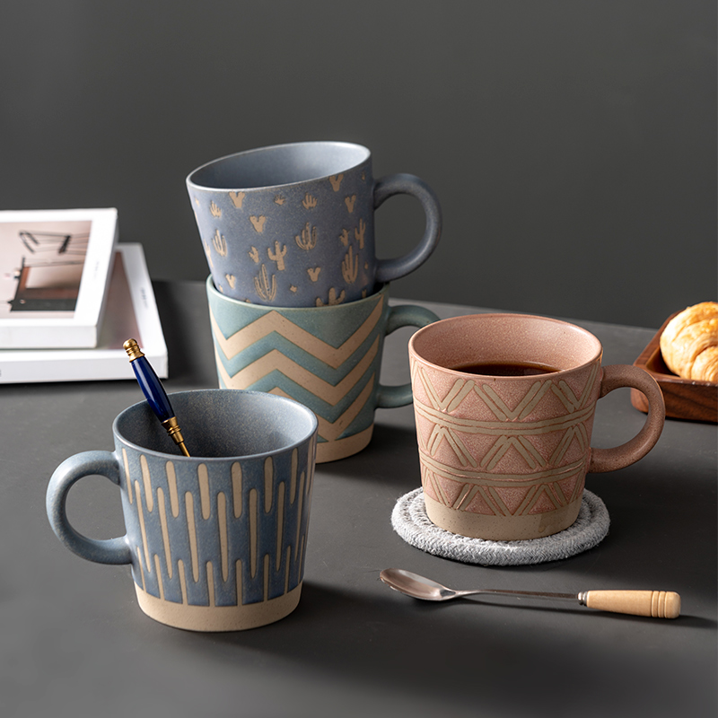 onlycook复古陶瓷马克杯日式陶瓷杯磨砂喝水杯办公室杯子咖啡杯
