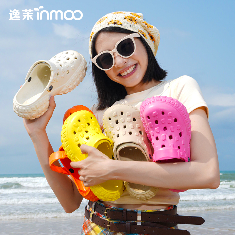 逸茉爆款泰坦洞洞鞋女防滑耐磨厚底软底透气情侣潮流情侣凉拖外穿