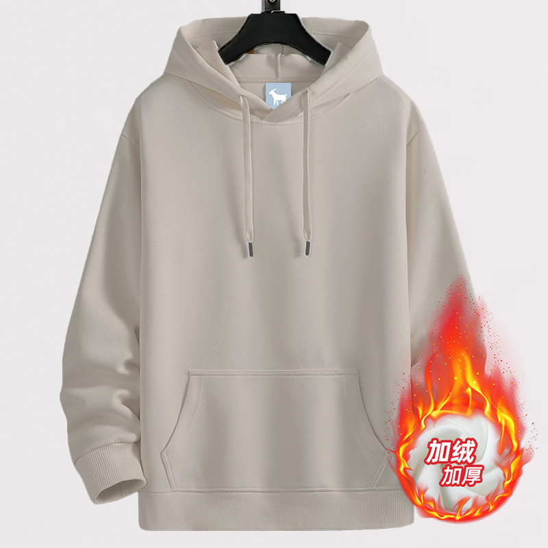 秋冬新款 纯色净版休闲连帽宽松加绒加厚保暖套头学生百搭秋冬季