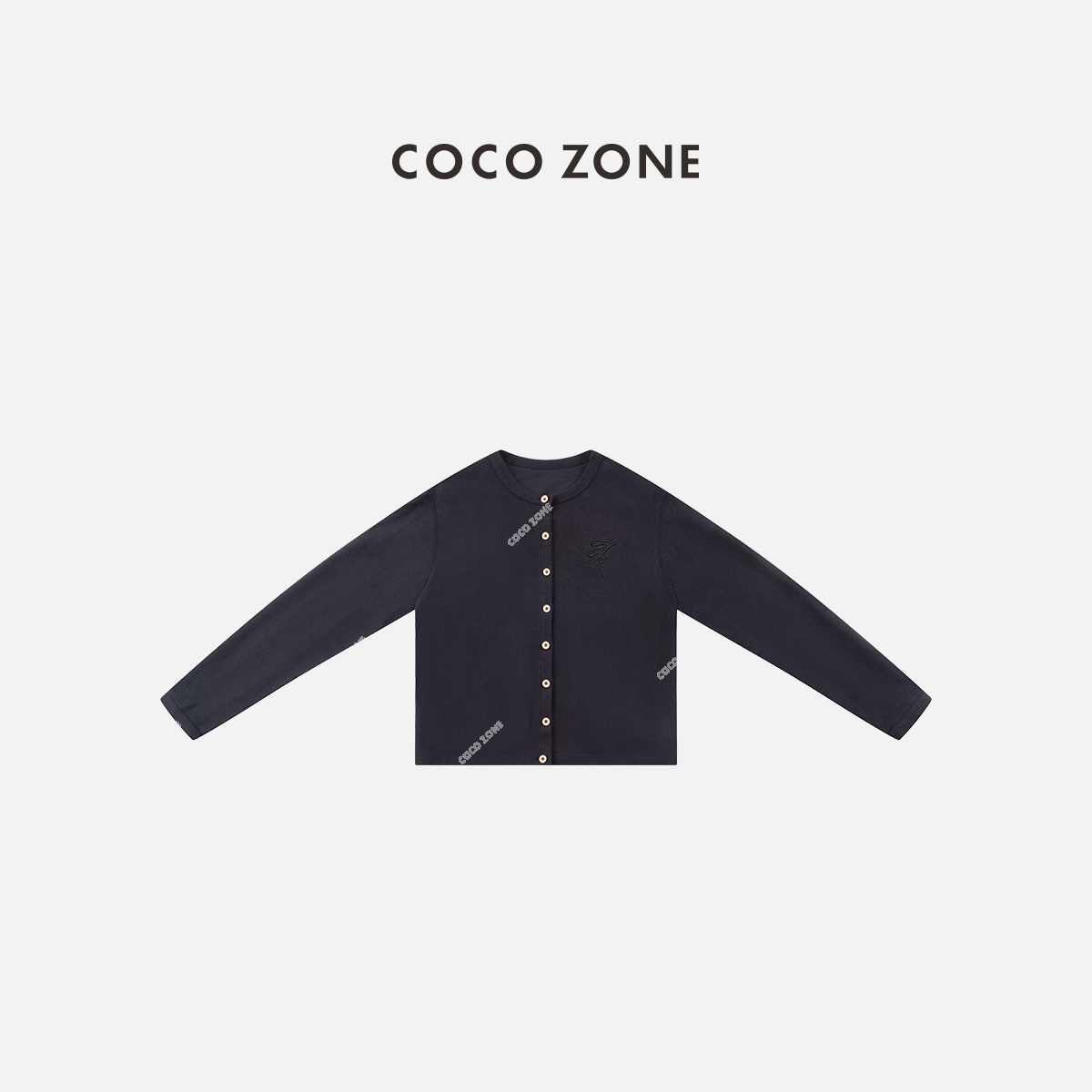 COCO ZONE 刘一一 复古圆领单排扣针织开衫长袖显瘦上衣CC2C2310