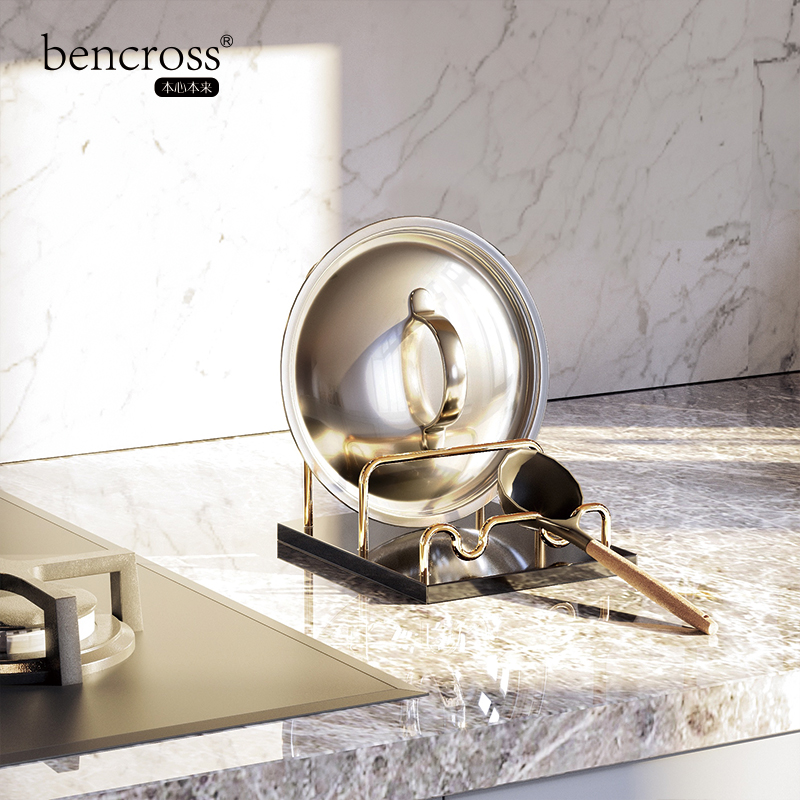bencross/本心本来厨房免打孔台面坐式置物架汤勺锅铲家用锅盖架
