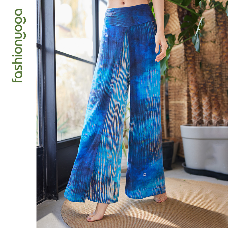 凡圣瑜伽服款宽松波韵禅风瑜伽长裤女士阔腿裤FM09962