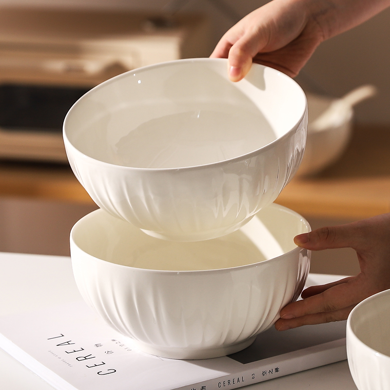 川岛屋白色8寸汤碗家用2025新款高颜值大号汤面碗釉下彩陶瓷大碗