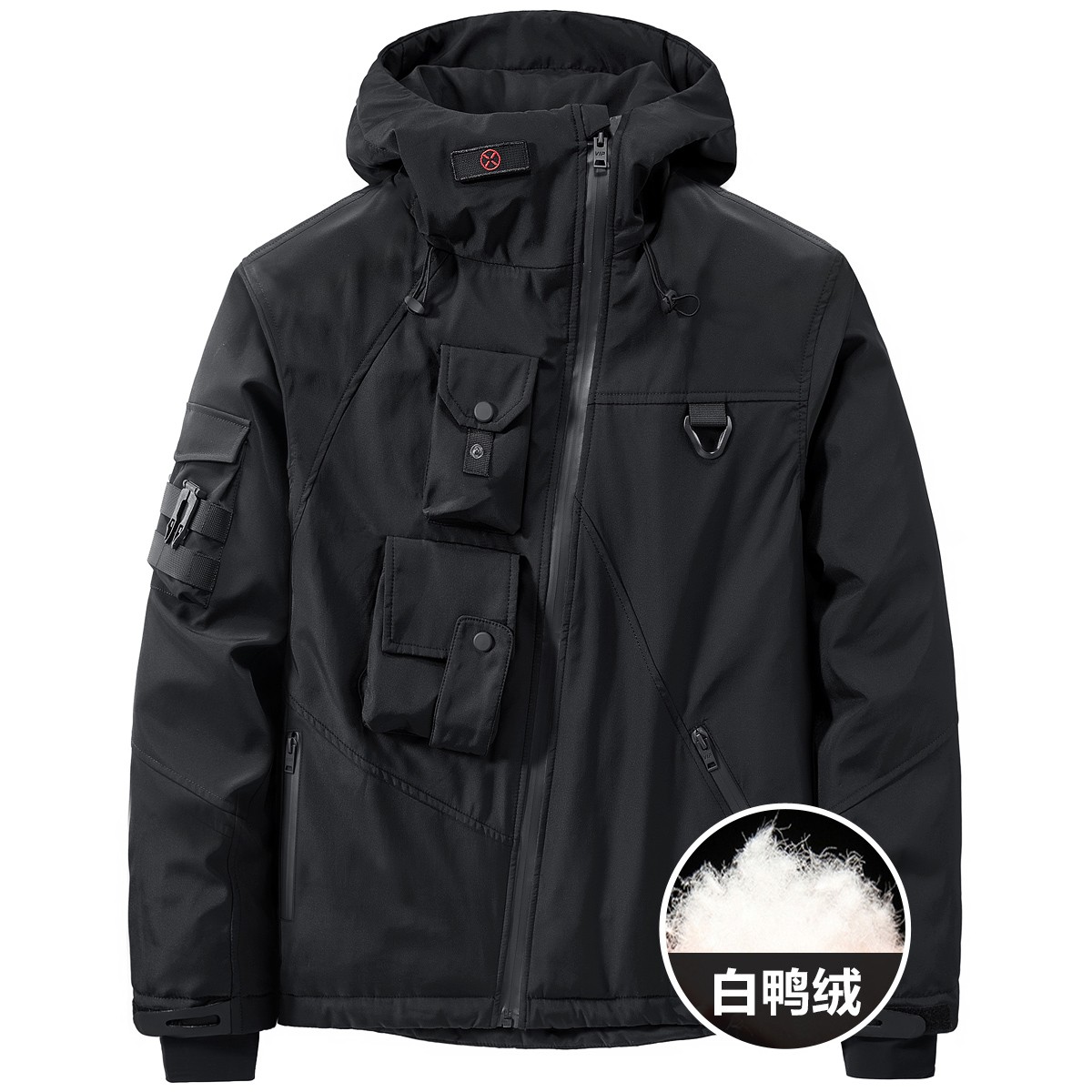 VIP冬季连帽羽绒服男机能风多口袋工装外套加厚户外抗寒保暖潮流