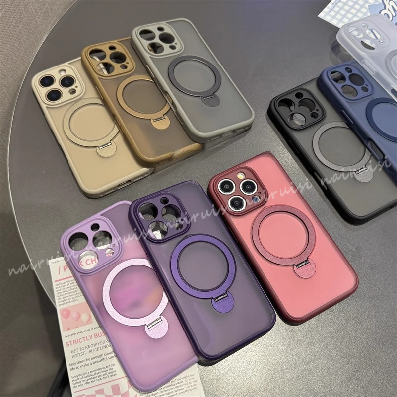 超薄磨砂肤感适用苹果16Promax手机壳防摔16旋转磁吸支架15创意14