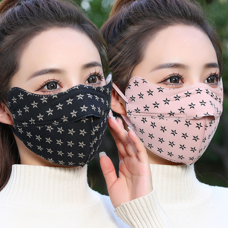 加厚保暖口罩女冬季开口防寒防风加大护眼角骑车护脸大面罩纯棉里