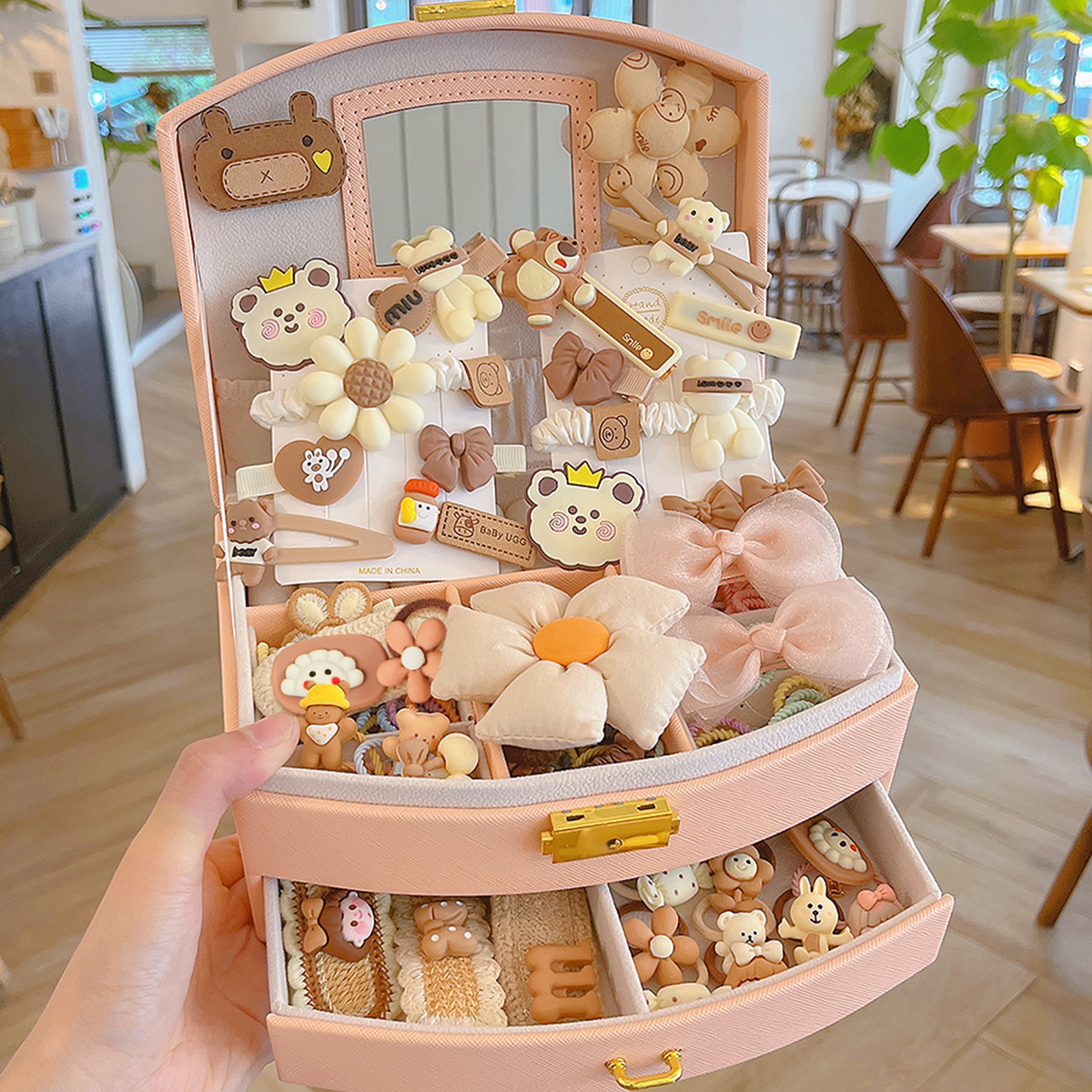 生日礼物孩子女孩奶卡精美首饰盒套装收纳礼盒公主发饰头饰玩具