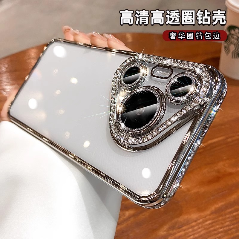 奢华水钻适用华为pura80手机壳透明保护壳网红女款带镜头膜高级感