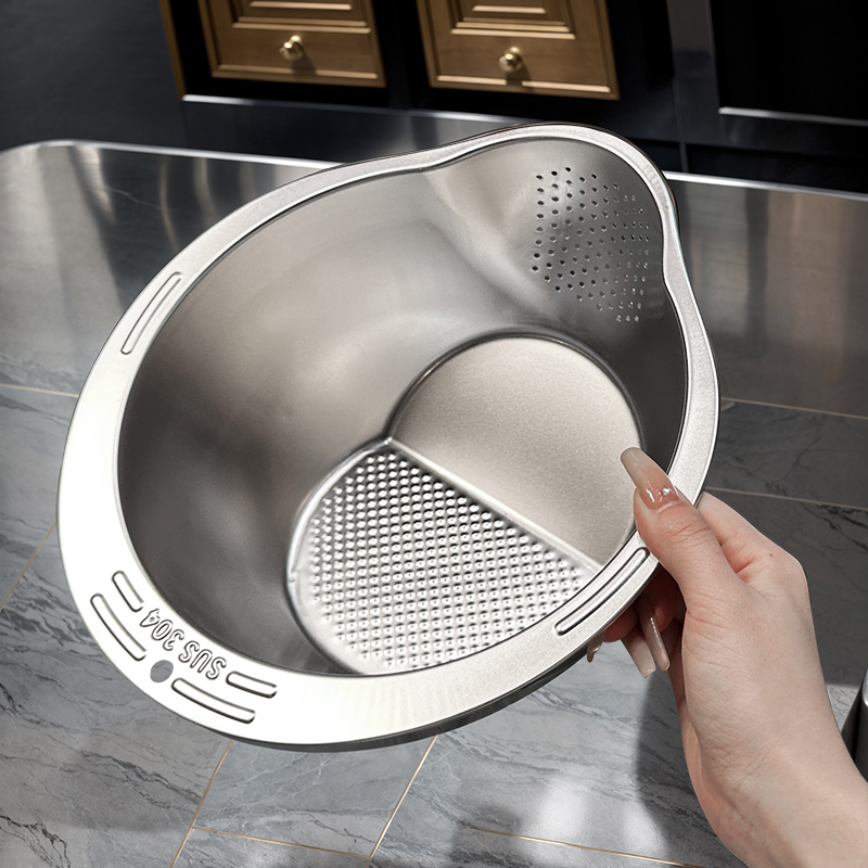 304不锈钢过滤漏盆沥水篮家用厨房食品级洗菜果蔬淘米神器洗米筛
