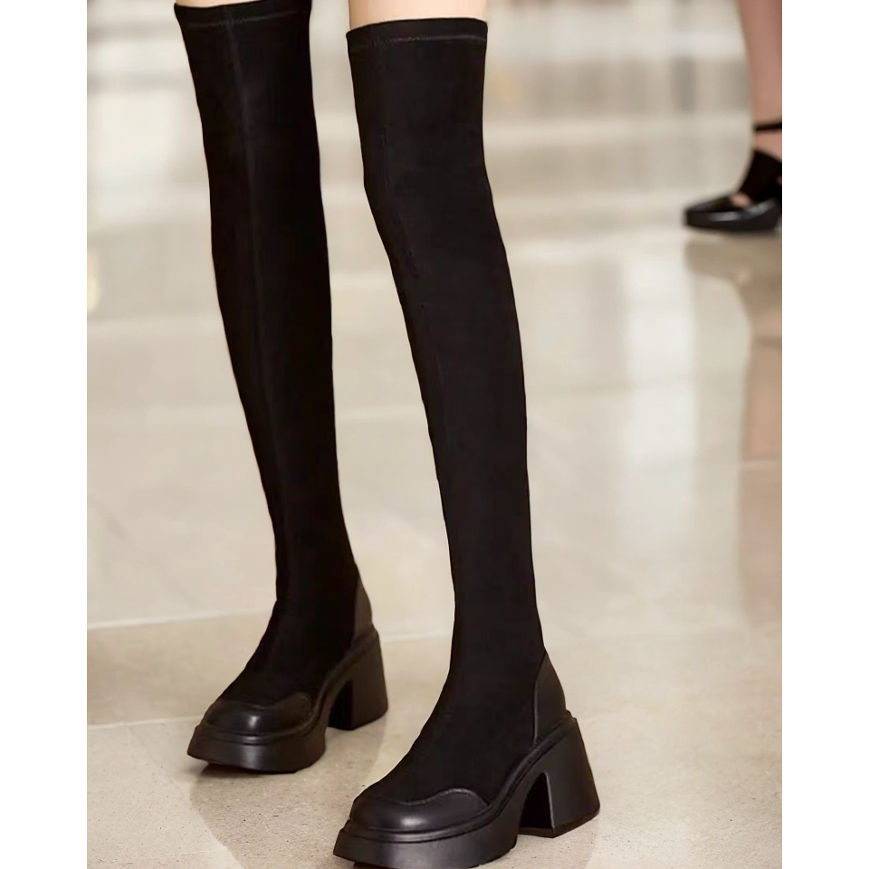 【浅浅专属】高个子显瘦过膝靴女长筒2025秋冬百搭厚底高跟瘦瘦靴