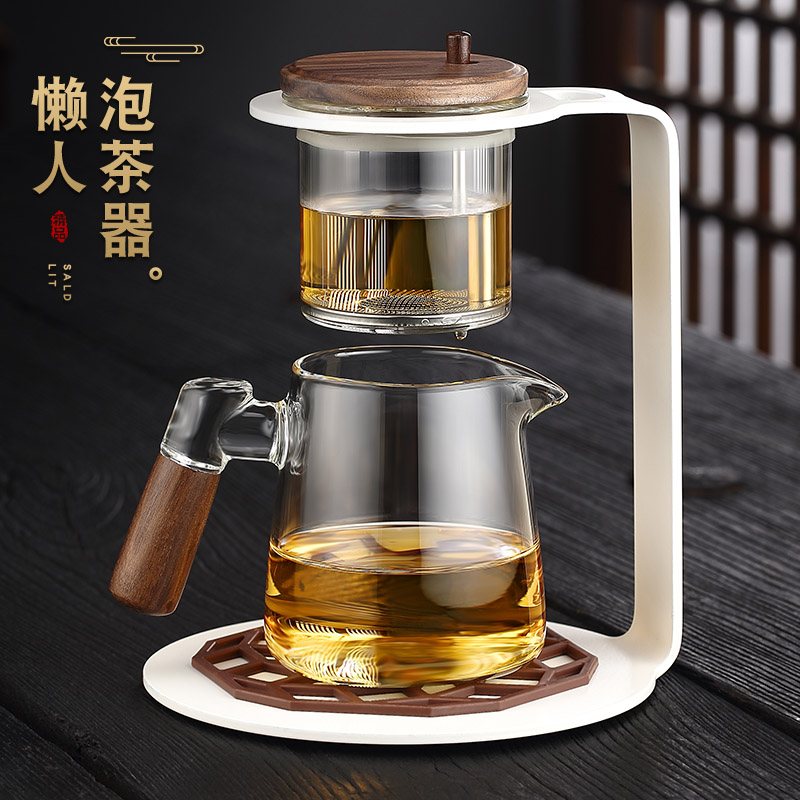 乾简懒人泡茶器高端家用耐热玻璃飘逸壶公道杯功夫茶具冲茶套装