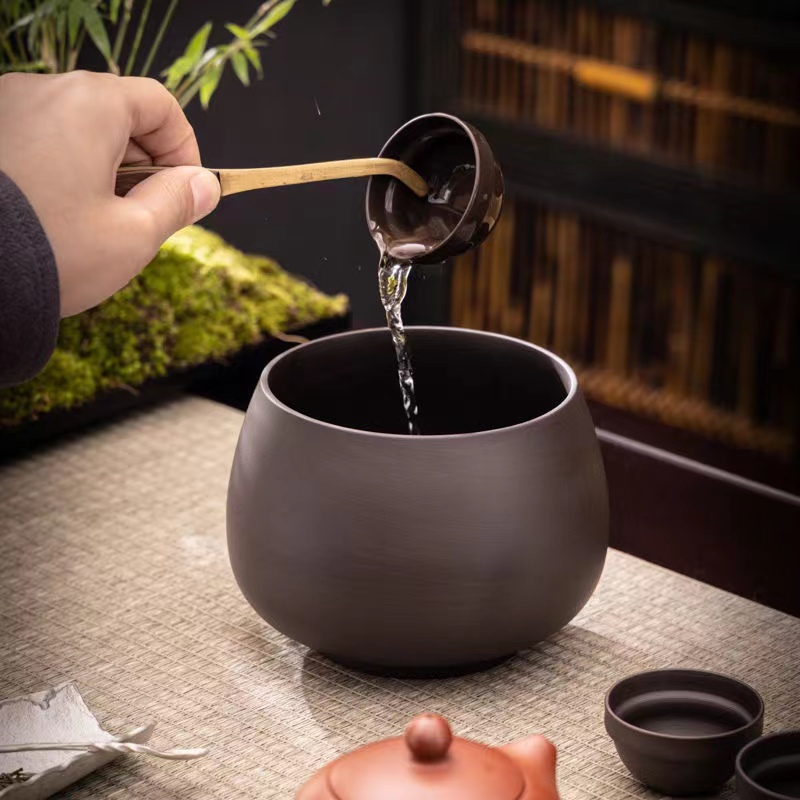 大号茶道紫砂茶洗缸茶渣缸一千毫升茶桌垃圾收纳缸茶具茶室配件