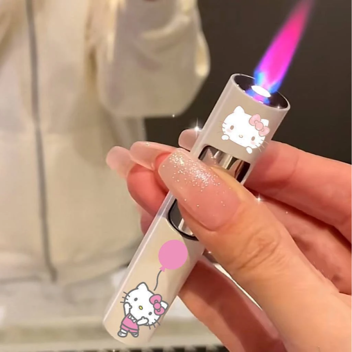 可爱库洛米草莓熊充气防风打火机卡通粉焰炫酷夜光创意男女友礼物