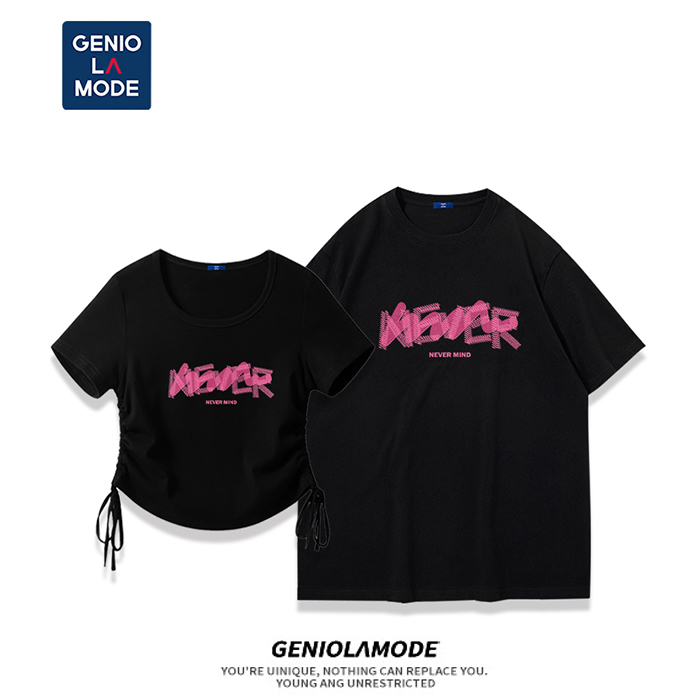 情侣装纯棉短袖T恤2025适合小个子的短款上衣韩版小众设计感半袖