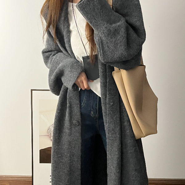 2024新款秋冬加厚长毛衣开衫针织衫大码连帽百搭宽松慵懒风外套