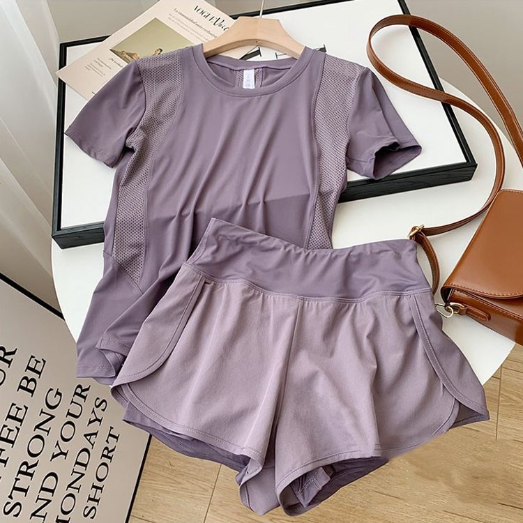 春季跑步显瘦运动上衣女宽松晨跑健身服透气速干衣休闲短袖健身衣