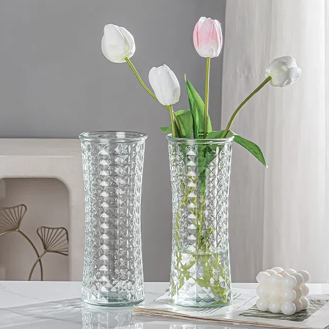 【拍一发二】超大号钻石款透明加厚鲜花水培富贵竹创意玻璃装饰花瓶