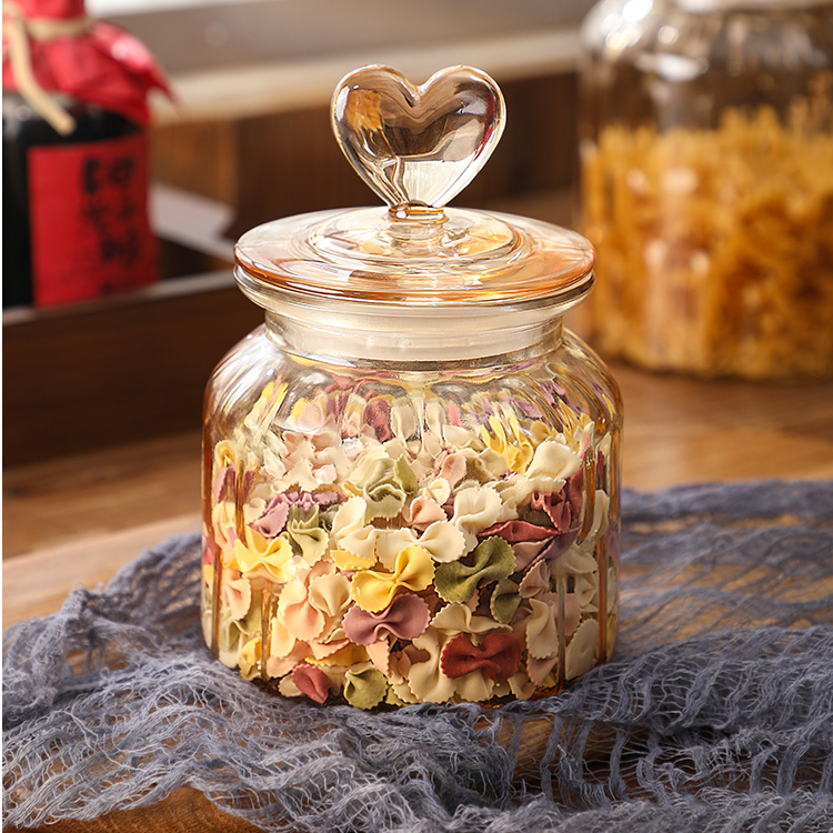【拍一发二】创意爱心玻璃储物罐透明琥珀色高颜值零食玻璃密封罐