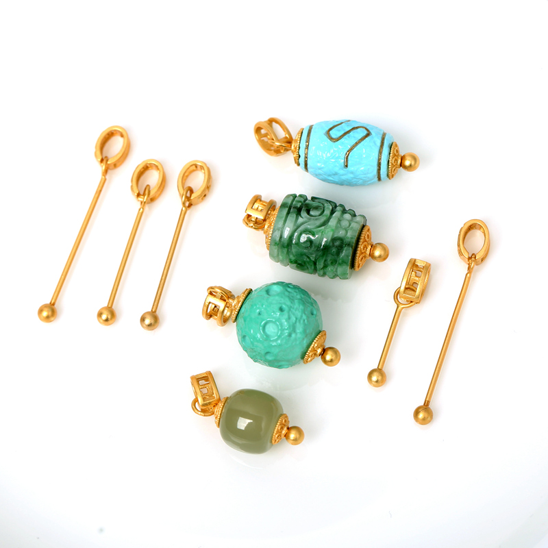 925银银制品 925银镀金万能穿珠提溜吊坠扣头diy手工制作吊坠配件