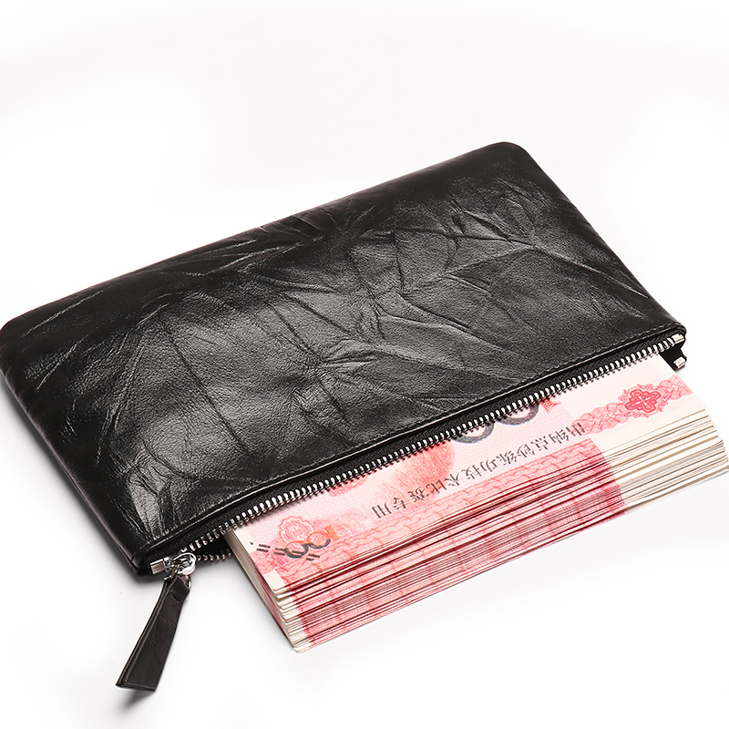 真皮钱包女士2025新款一片式薄长款钱夹袋男式女款大钞现金收纳