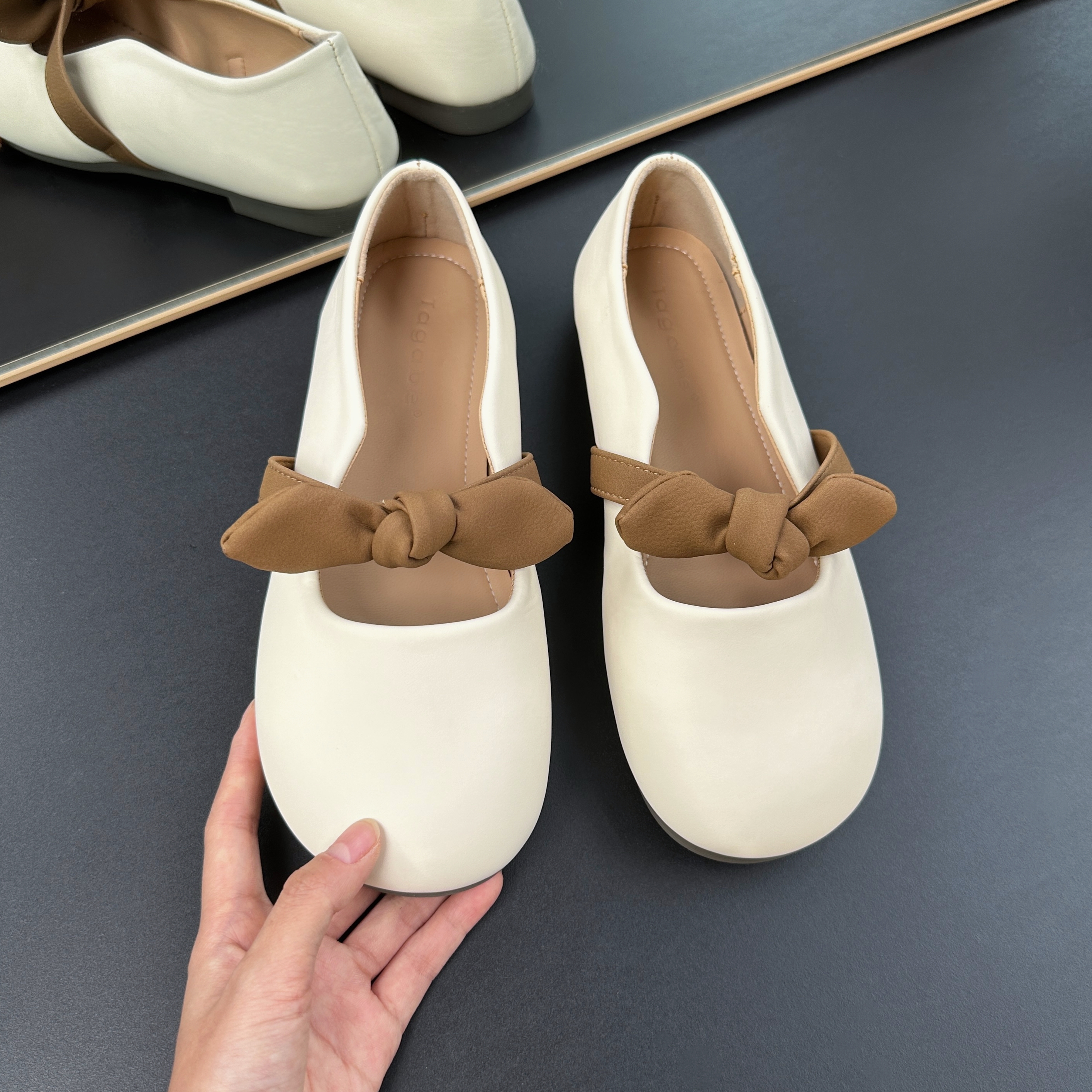 Tagabe2025新款百搭仙女风蝴蝶结全包单鞋女软底防滑温柔甜美秋季