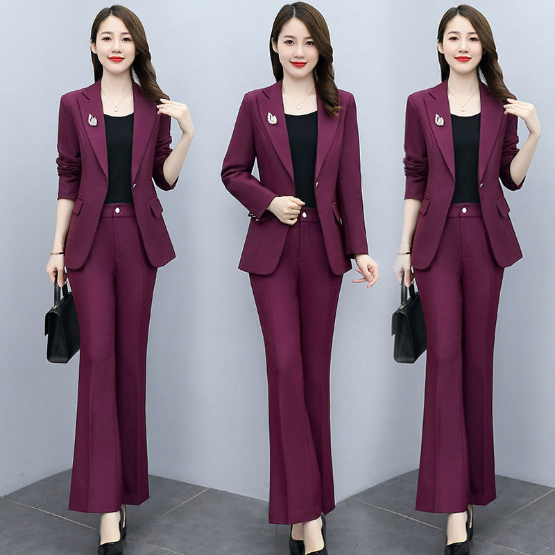 洋气长袖西服高端西装套装女2023春秋新款时尚气质显瘦职业装