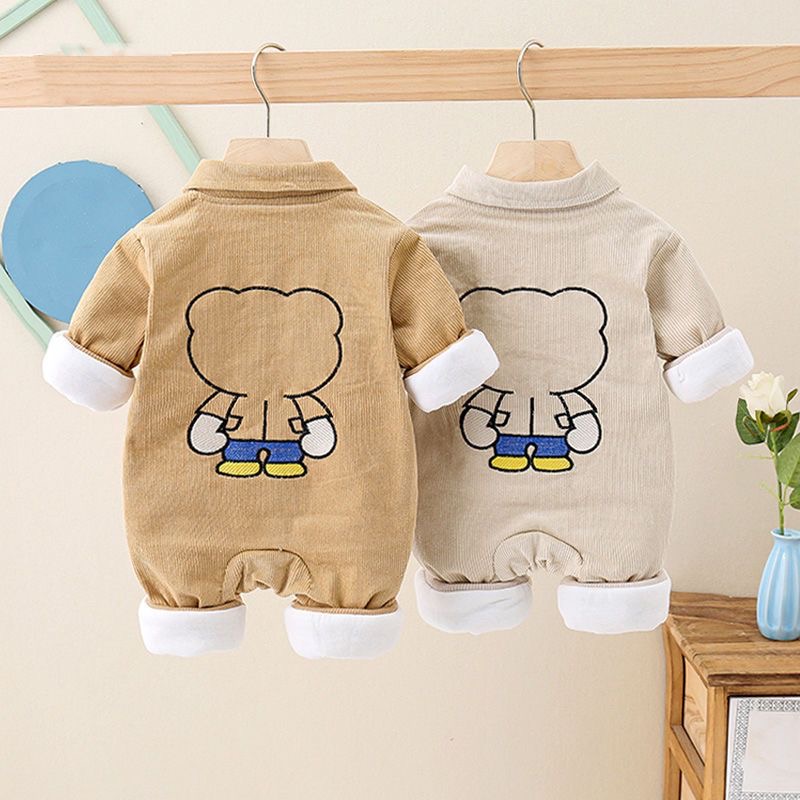 婴儿连体衣春秋装外穿外出爬服卡通可爱超萌哈衣男宝宝新生儿衣服