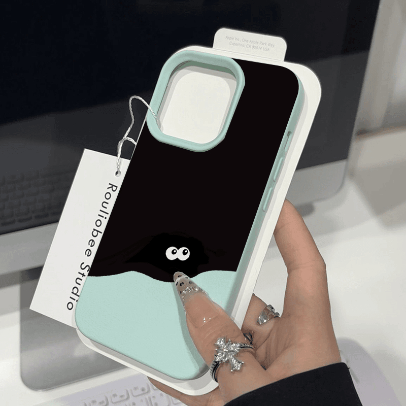 简约大眼睛煤球适用iPhone14苹果13防摔手机壳15promax创意11网红