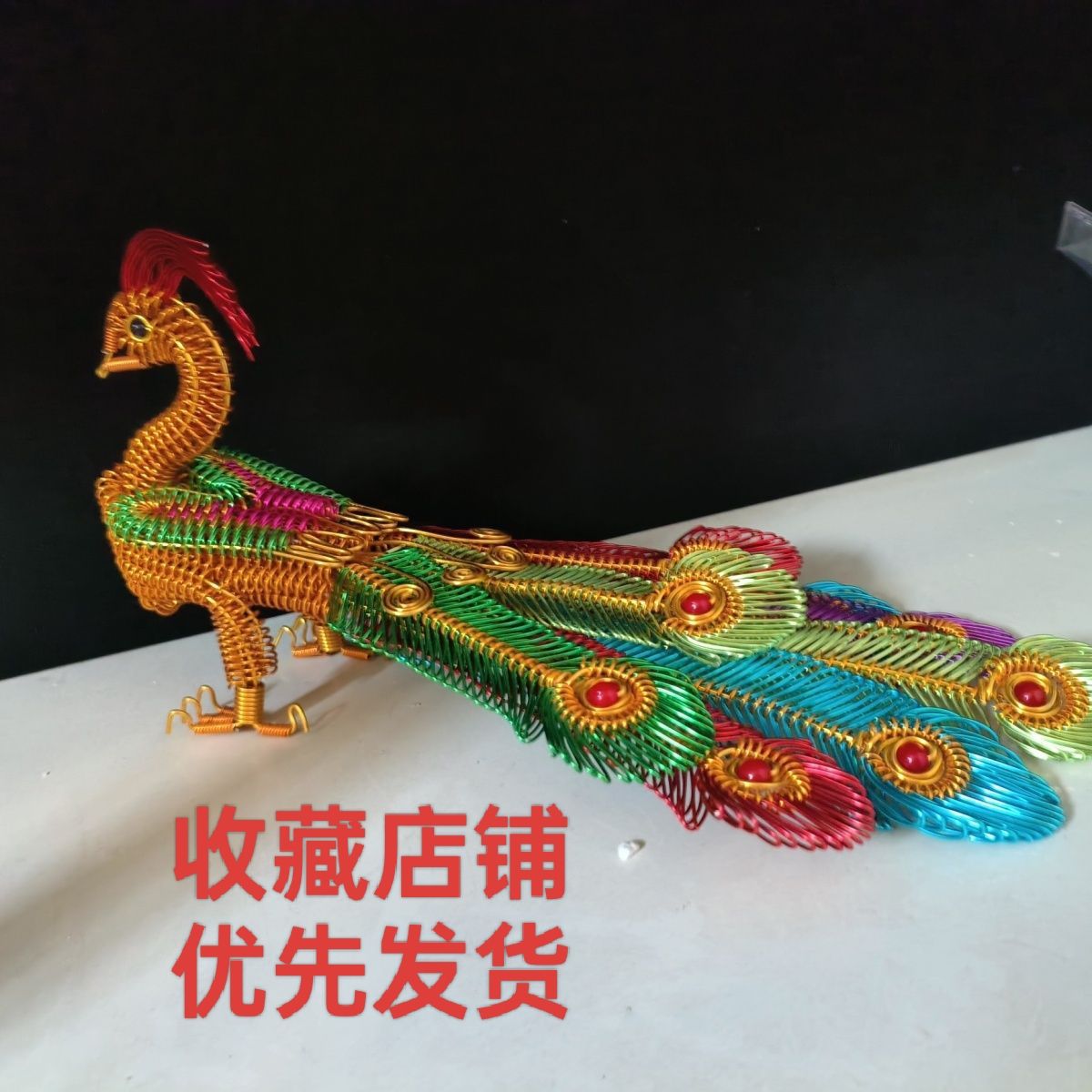 雨柠工艺铝丝编制八尾凤凰精品摆件,手工制作diy简约高颜值摆件